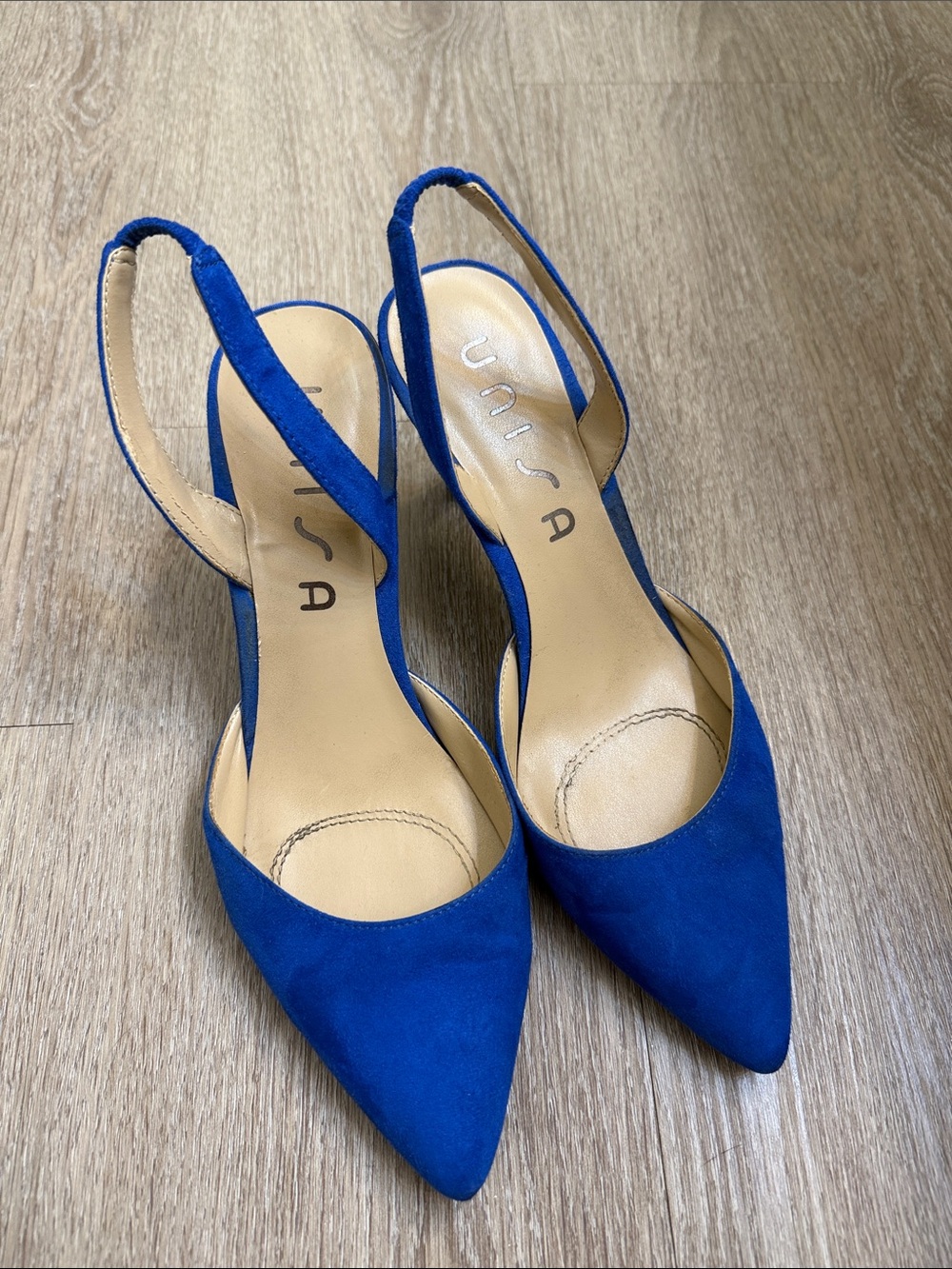 Unisa Royal Blue Pointed Slingback Heels
